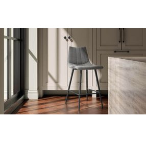 Alibi Dark Gray Performance Fabric Upholstered Counter Height Stool Set of 2