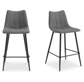 Alibi Dark Gray Performance Fabric Upholstered Counter Height Stool Set of 2
