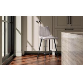 Alibi Beige Performance Fabric Upholstered Counter Height Stool Set of 2