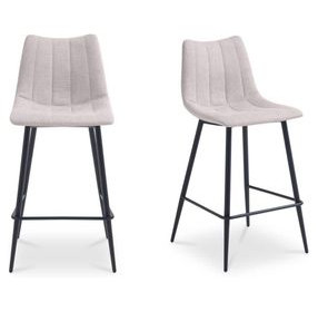 Alibi Beige Performance Fabric Upholstered Counter Height Stool Set of 2