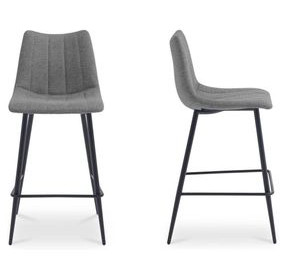 Alibi Dark Gray Performance Fabric Upholstered Bar Stool Set of 2