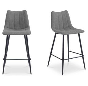 Alibi Dark Gray Performance Fabric Upholstered Bar Stool Set of 2