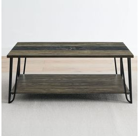 Harper Brown Rectangular Cocktail Table with Sintered Stone Inlay