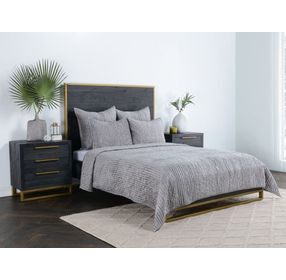 Bari Gray Velvet King Quilt