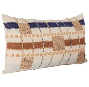 Melange Stratton Blue and Beige Rectangular Accent Pillow