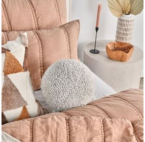 Villa Classics Maris Ivory and Natural Round Accent Pillow