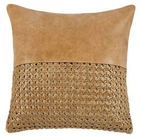 Timeless Toscano Leather Chestnut Brown Square Accent Pillow