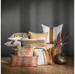 Radiant Oasis Meru Hide Tan and White Square Accent Pillow