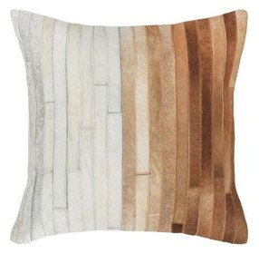 Radiant Oasis Meru Hide Tan and White Square Accent Pillow