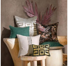 Radiant Oasis Dala Black and Gold Rectangular Accent Pillow