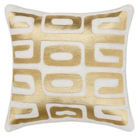 Radiant Oasis Zelo Natural and Gold Square Accent Pillow