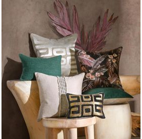 Radiant Oasis Zelo Tan and Silver Square Accent Pillow