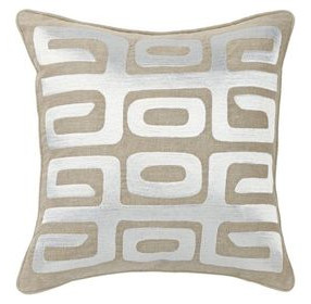 Radiant Oasis Zelo Tan and Silver Square Accent Pillow