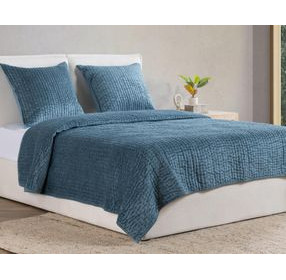 Bari Velvet Stone Blue Queen Quilt