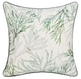 Tranquil Coasts Lessonia Green and Cream Square Accent Pillow