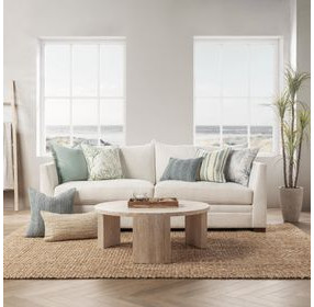 Tranquil Coasts Lessonia Blue and Cream Square Accent Pillow