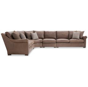 Keirnan Brown Leather 4 Piece Modular Sectional with Pillows
