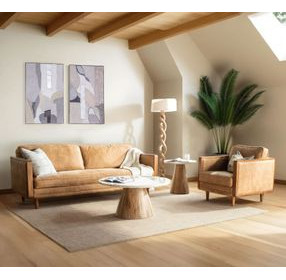 Caldera Light Oak and White Travertine Top Cocktail Table