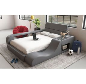 Booker Gray Full Upholstered Transformer Bed with Electronic Features and LED