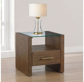 Garland Toffee Square Glass Top End Table
