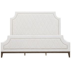 Oakridge Medley Piano Brown Upholstered King Panel Bed with Nailhead Trim