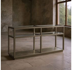 Glaze Quartz Rectangular Glass Top Console Table