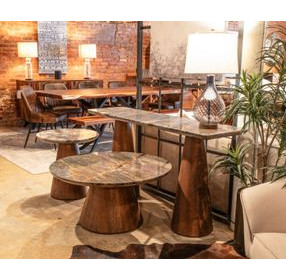 Caldera Dark Oak and Lava Marble Top Cocktail Table