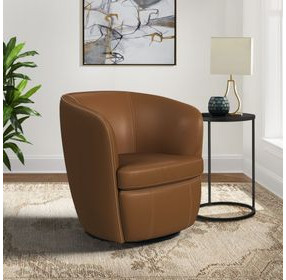 Zenith Tan Upholstered Swivel Chair