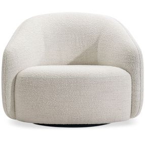 Devon White Upholstered Swivel Accent Chair
