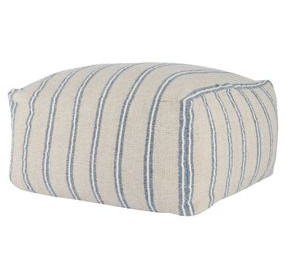 Poufs Delgada Natural and Blue Square Accent Pouf