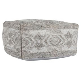 Performance Caravan Gray and Cream Square Outdoor Pouf