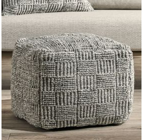 Shades Performance Vico Gray Square Outdoor Pouf