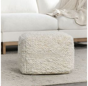 Poufs Sinclair Ivory Square Accent Pouf
