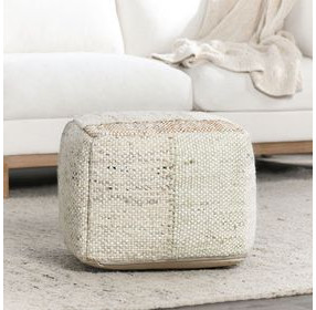 Poufs Ritsa Cream and Brown Square Accent Pouf