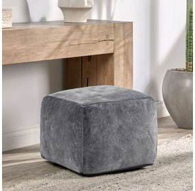Poufs Heirloom Velvet Stone Gray Square Accent Pouf