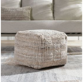 Shades Performance Vico Caramel and Beige Square Outdoor Pouf