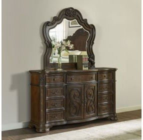Royale Brown 9 Drawer Dresser and Mirror