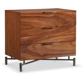 Brasea Lume and Tungsten 3 Drawer Nightstand with USB Charging