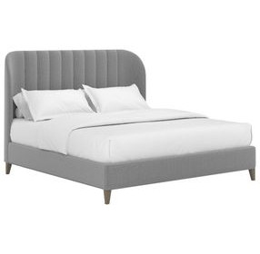 Dante Slate Performance Fabric King Upholstered Wide Channel Panel Bed