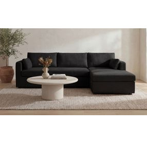 Burrow Black Performance Fabric 2 Piece Modular Sleeper Sectional