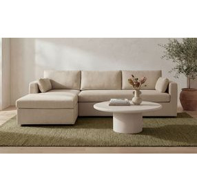 Burrow Sand Performance Fabric 2 Piece Modular Sleeper Sectional with Pillows