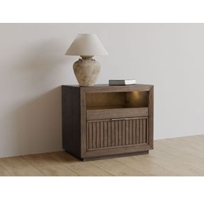 Athens Chocolate Brown 1 Drawer Open Nightstand with USB Charging