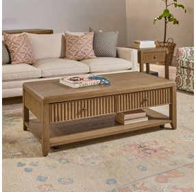 Reed Driftwood Oak Rectangular Coffee Table with Casters