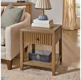 Reed Driftwood Oak Square Chairside Table