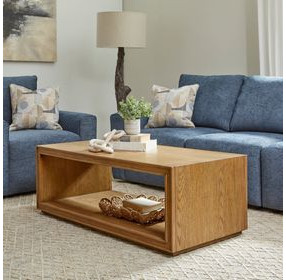 Waterfall Light Oak Rectangular Occasional Table Set with Casters