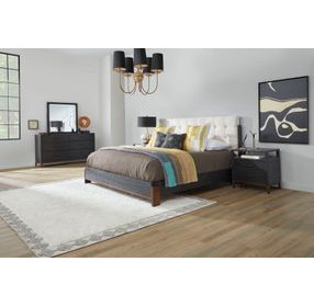 Waterfall Cream and Deep Ebony Performance Fabric Upholstered Panel Bedroom Set