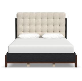 Waterfall Cream and Deep Ebony Performance Fabric Upholstered Panel Bedroom Set