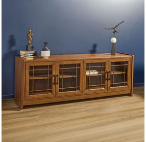Lincoln Warm Walnut 76" TV Stand with USB Charging