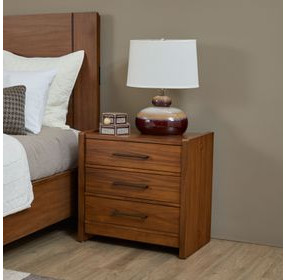 Lincoln Warm Walnut 3 Drawer Nightstand with USB Charging