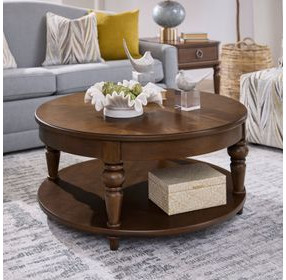 Bellevue Whiskey Brown Round Occasional Table Set with Casters